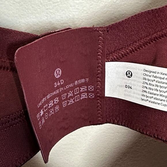 LULULEMON Run Times Bra *High Support, B–E Cups Red Merlot - Picture 6 of 6